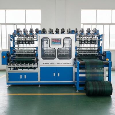 UV-beschermende schaduwdoek productiemachine met aanpasbare werkbreedte en hoge snelheid (200-450 tpm)